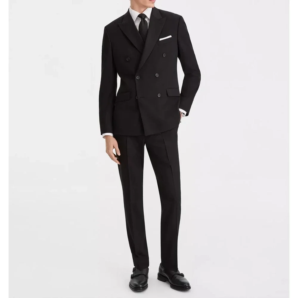 Kenneth Cole Reaction Men's 2-pc Suit Slim-Fit Double-Breasted Black 50L 45W 32L